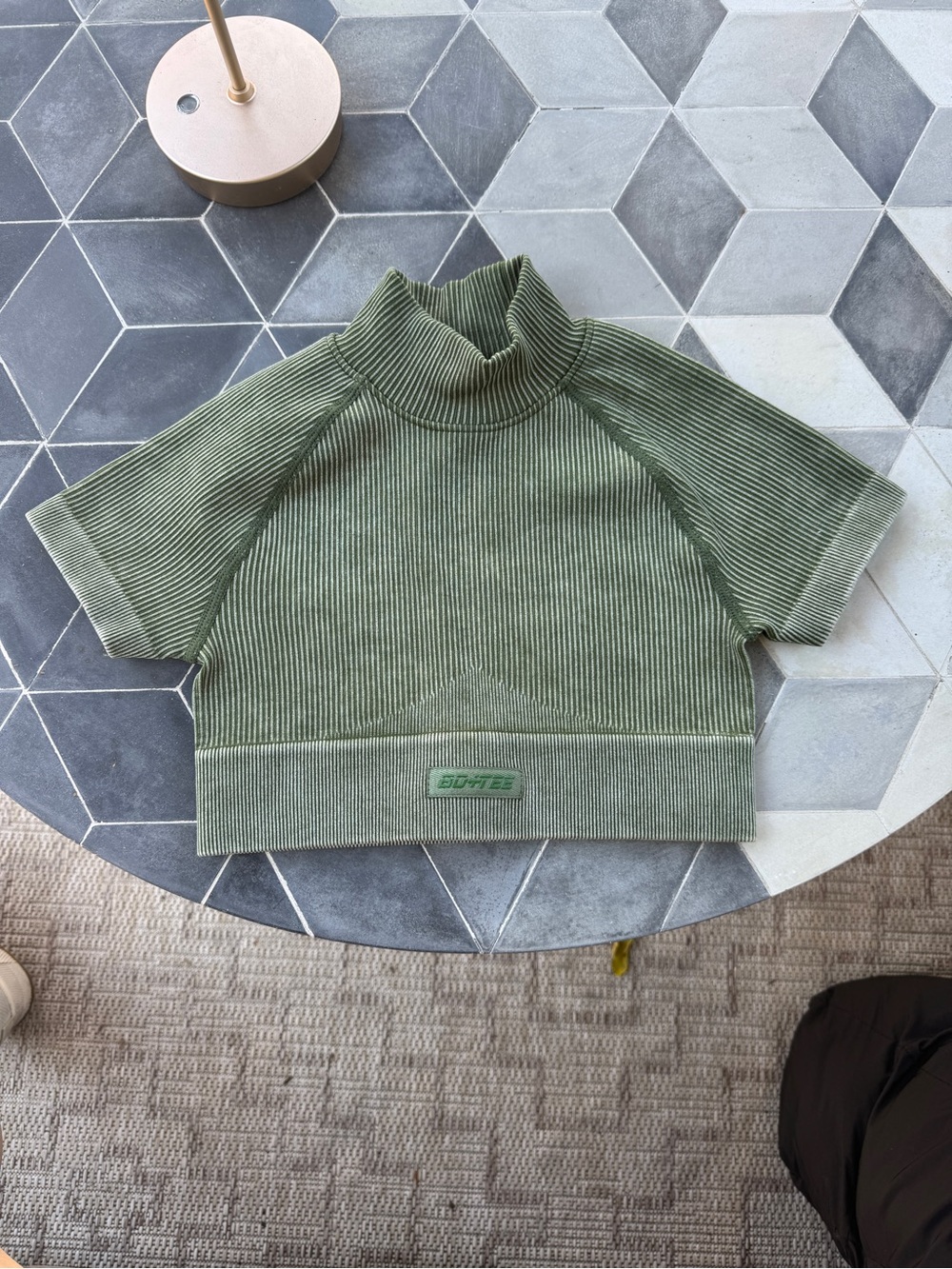NWOT Bo+Tee Intensity by Jena Frumes ribbed crop top sage green XXS